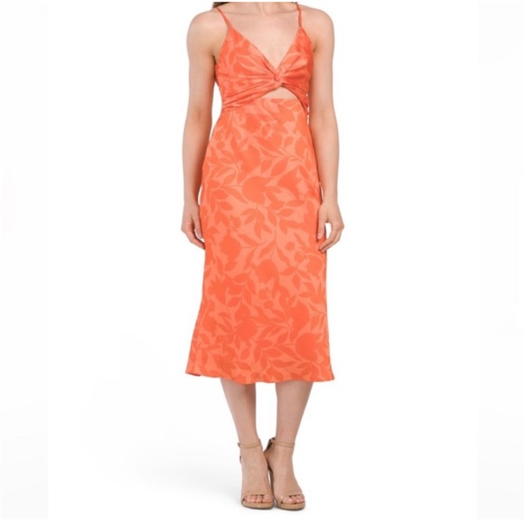 Nine West Dresses & Skirts - Nine West Tangerine Floral Midi dress, Medium NWT